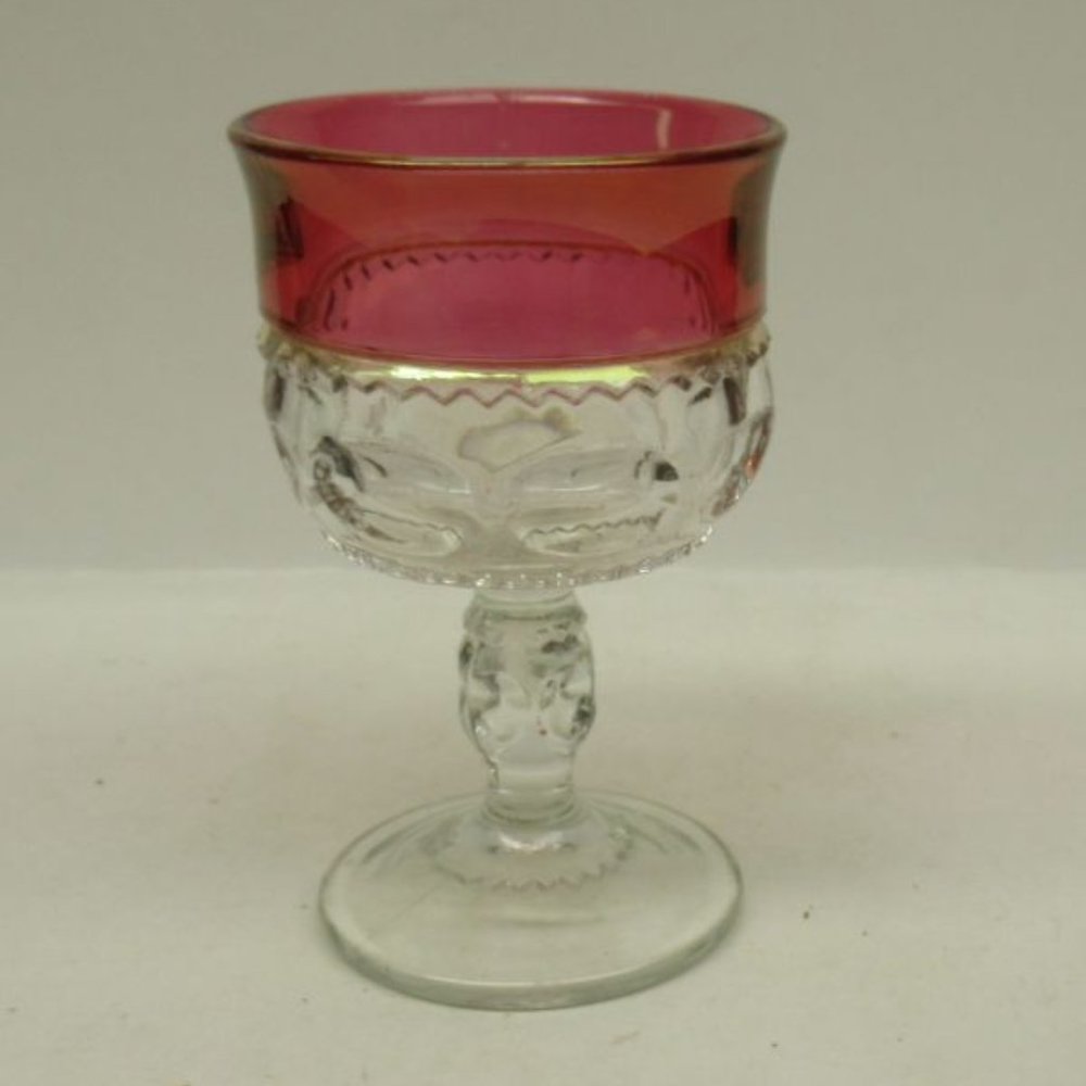 Indiana Glass Ruby Flashed KINGS CROWN 4 Inch Footed Cocktail Goblet
